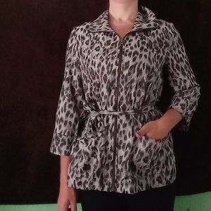 Leopard print 3/4 sleeve jacket